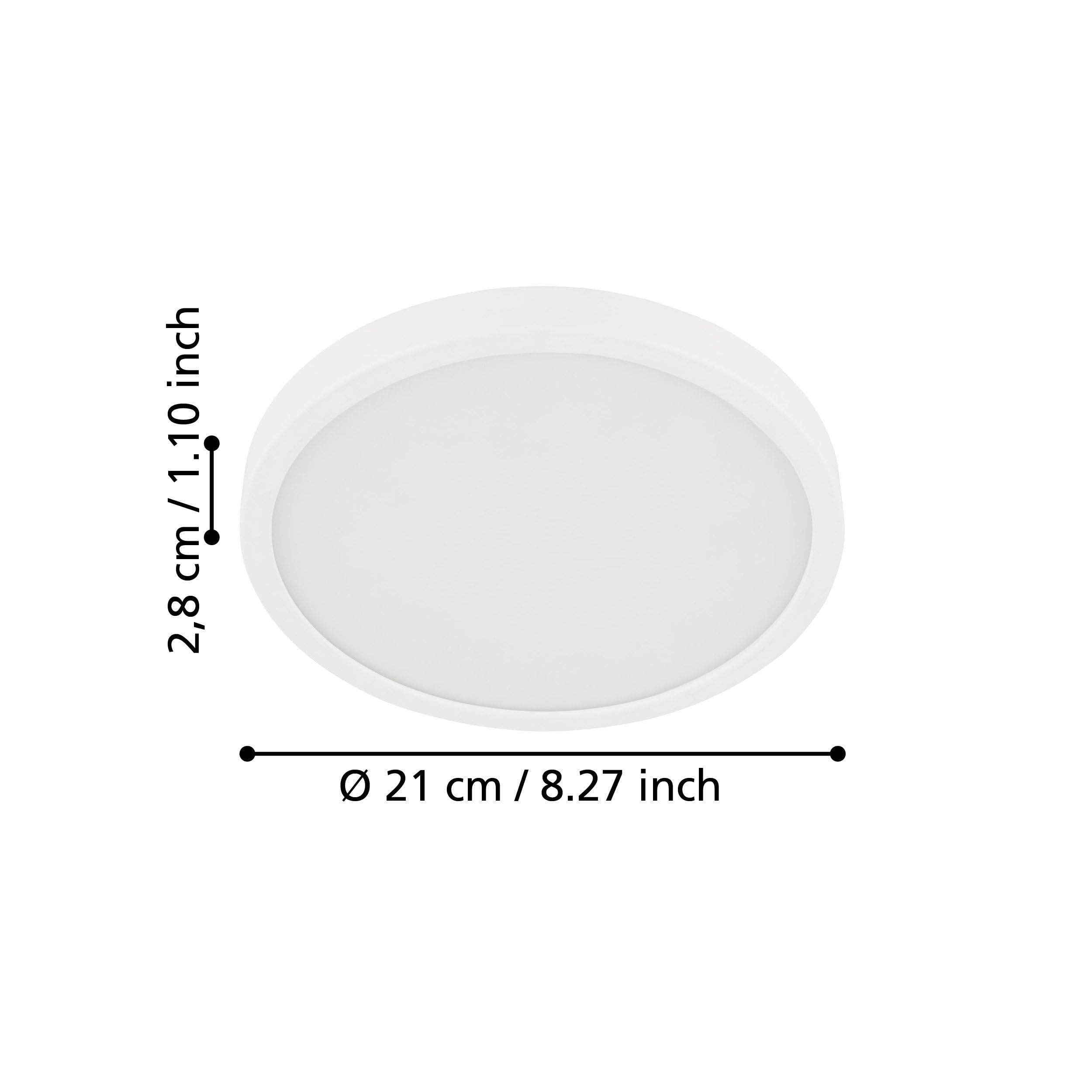 EGLO Led-plafondlamp Fueva 5, 28,5 cm, 1-lichts opbouwlamp, badkamerplafondlamp modern van staal en een kunststof lichtoppervlak in zwart, wit, led