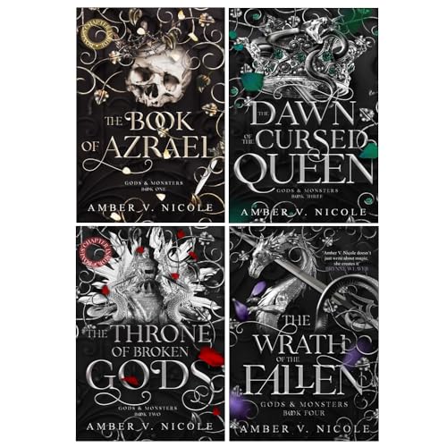 Gods & Monsters Series 1-4 Books Collection Set By Amber V. Nicole (The Book of Azrael, The Throne of Broken Gods, The Dawn of the Cursed Queen & The Wrath of the Fallen)