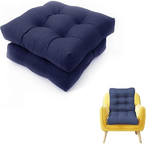 Miniatura 6 de Juego de 2 cojines cuadrados de mimbre para silla al aire libre, 20 x 20 pulgadas, cojín de asiento para silla copetudo, cojines de muebles de