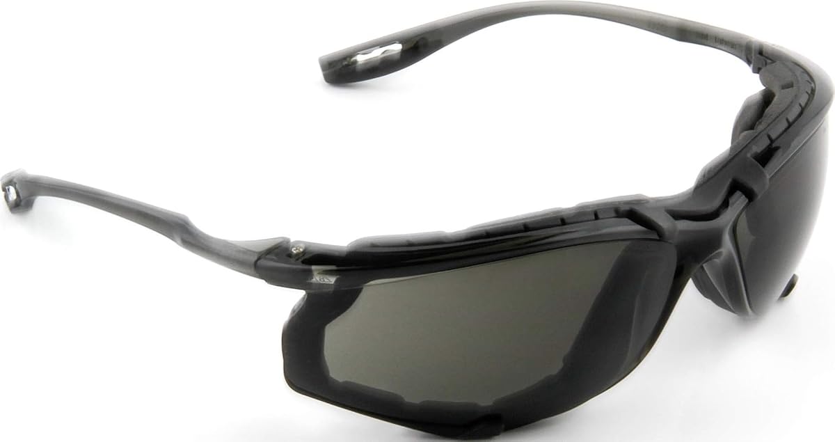 Gafas de seguridad, Virtua CCS, lentes grises antivaho, montura negra, ANSI Z87 | Sistema de control de tapones para los oídos con cable, junta de espuma extraíble, paquete de 1