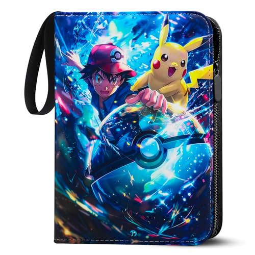 LYAILOOGXL Álbum de recortes de 4 compartimentos para Pokemon, con cremallera, para 400 tarjetas con 50 fundas extraíbles, regalo para coleccionistas de tarjetas