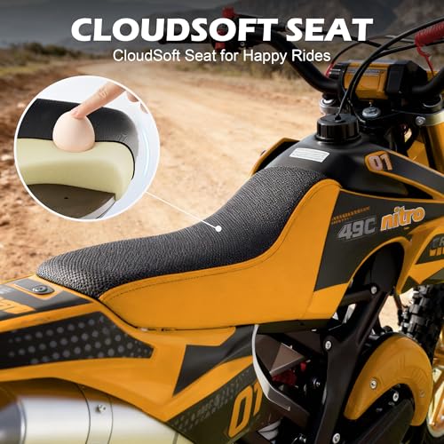 Image of 50cc Dirt Bike, 2 Stroke Gas Mini Bike for Kids 8-10 2025 Upgraded, Orange