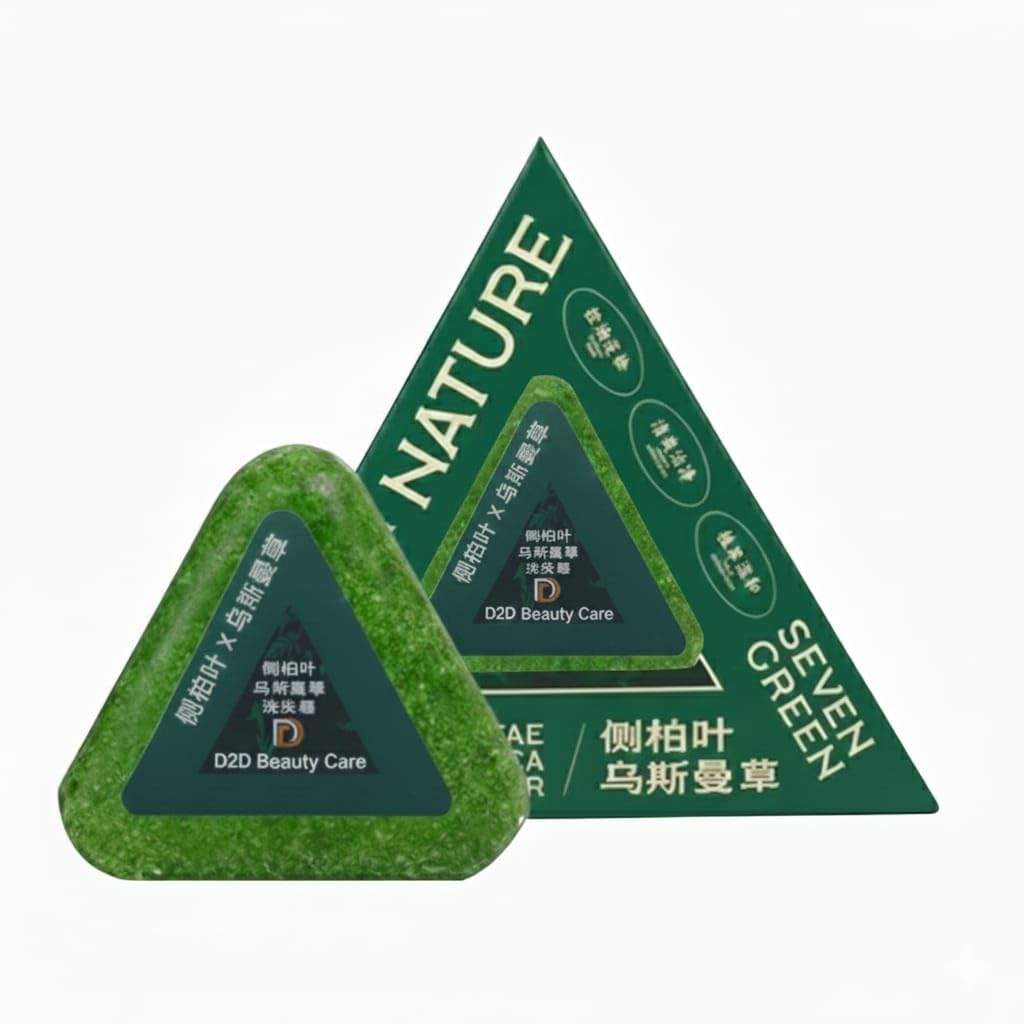 Nature Herbal Seven Green Triangle Shampoo Bar Soap with multyfunction, Oil Control, Dandruff Removal, Smoothening, Platycladus Usman Grass Hair Care, 100g (PACK OF 1) (PACK OF 1)-image-21