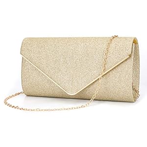 Fioeyr Women Clutch Bag Elegant Sequins Evening Clutch Purse Envelope Chain Shoulder Bags Sparkly Evening Bridal Prom Party Handbag Purse