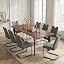 1 Walnut Table + 8 Hanging Chair|grey