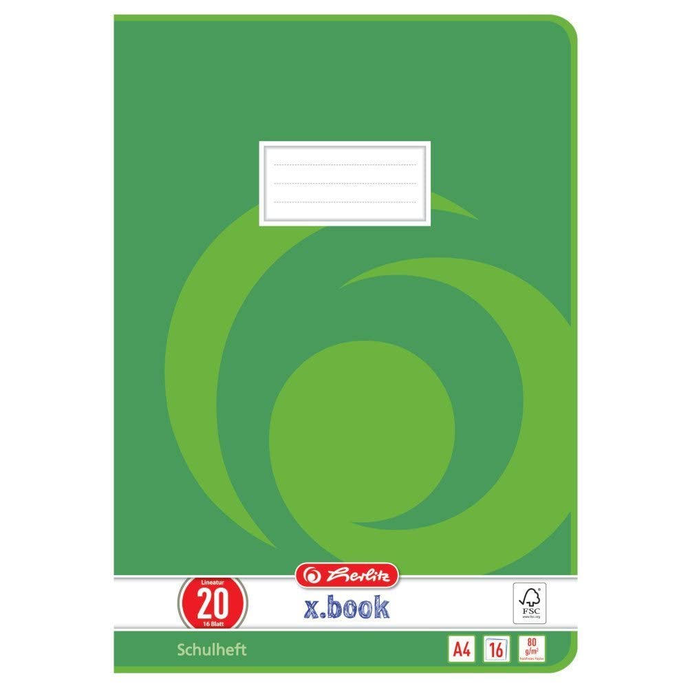 Herlitz 3322005 Exercise Book, 16 Sheets, line Style 20, A4.