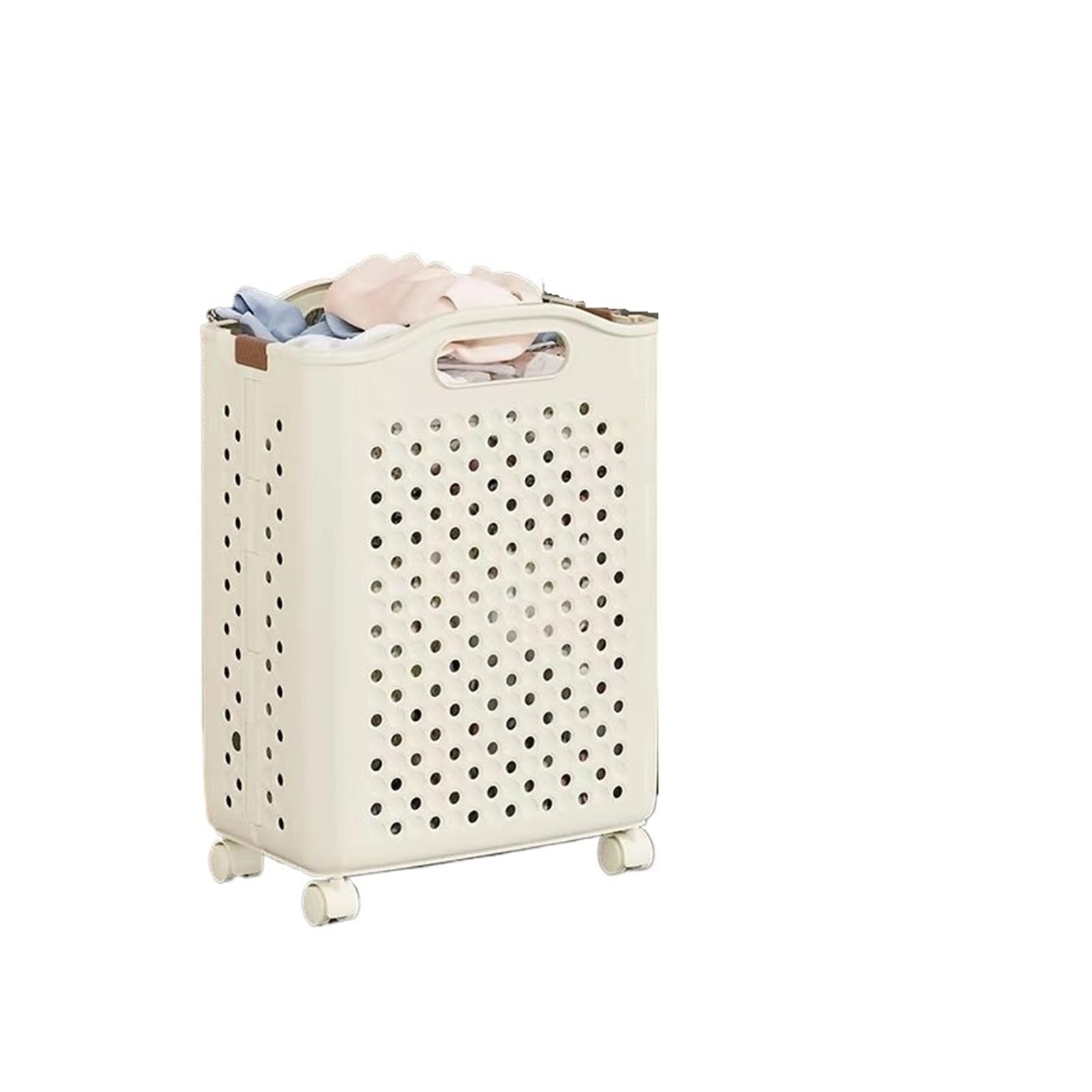 Roller laundry basket Large Capacity Foldable Laundry Basket with Wheels(Brown-colored wheel)