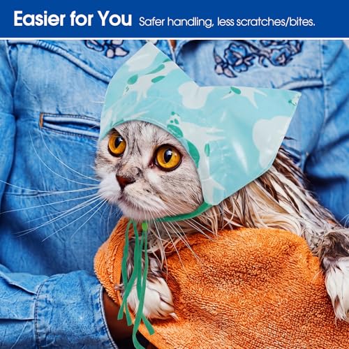 Image of Nanaki Adjustable Cat Shower Cap-Waterproof Sphynx Shower Cap For Cats | For Small Dogs Kitten Puppy, Reusable Pet Ear Protection Ear Covers for Bath Grooming Ear Drops Guard