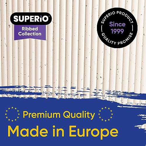 Image of Superio Ribbed Collection - Eco-Friendly Decorative Plastic Laundry Basket with Cut-Out Handles, (2 Pack) Hamper Organzier for Bedroom Bathroom College Dorm Room 35 Liter