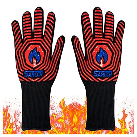 BBQ Grill Gloves-Heat Resistant BBQ Gloves,1472℉ Heat Resistant Silicone Insulated Gloves, for BBQ,Cooking,Baking,for Handling Heat Food Right on Your Fryer, Grill or Oven