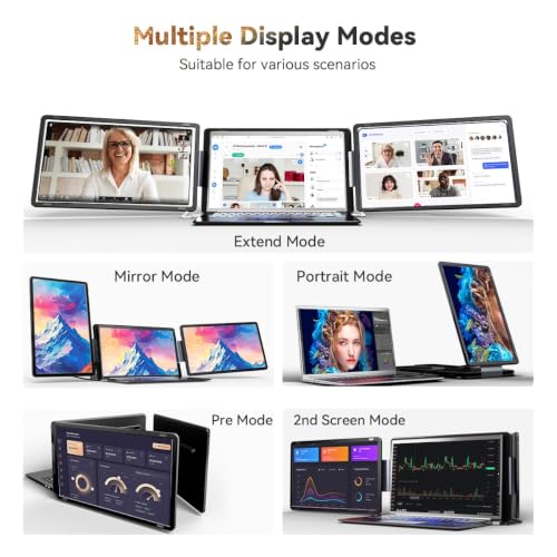 Image of Laptop Screen Extender 15.6 inch Detachable Portable Monitor for Windows | Triple Screen Laptop Monitor Extender for 13-17.3 inch MacBook (excl. M1 M2 M3) FHD IPS Plug&Play for Travel Business Watch Party