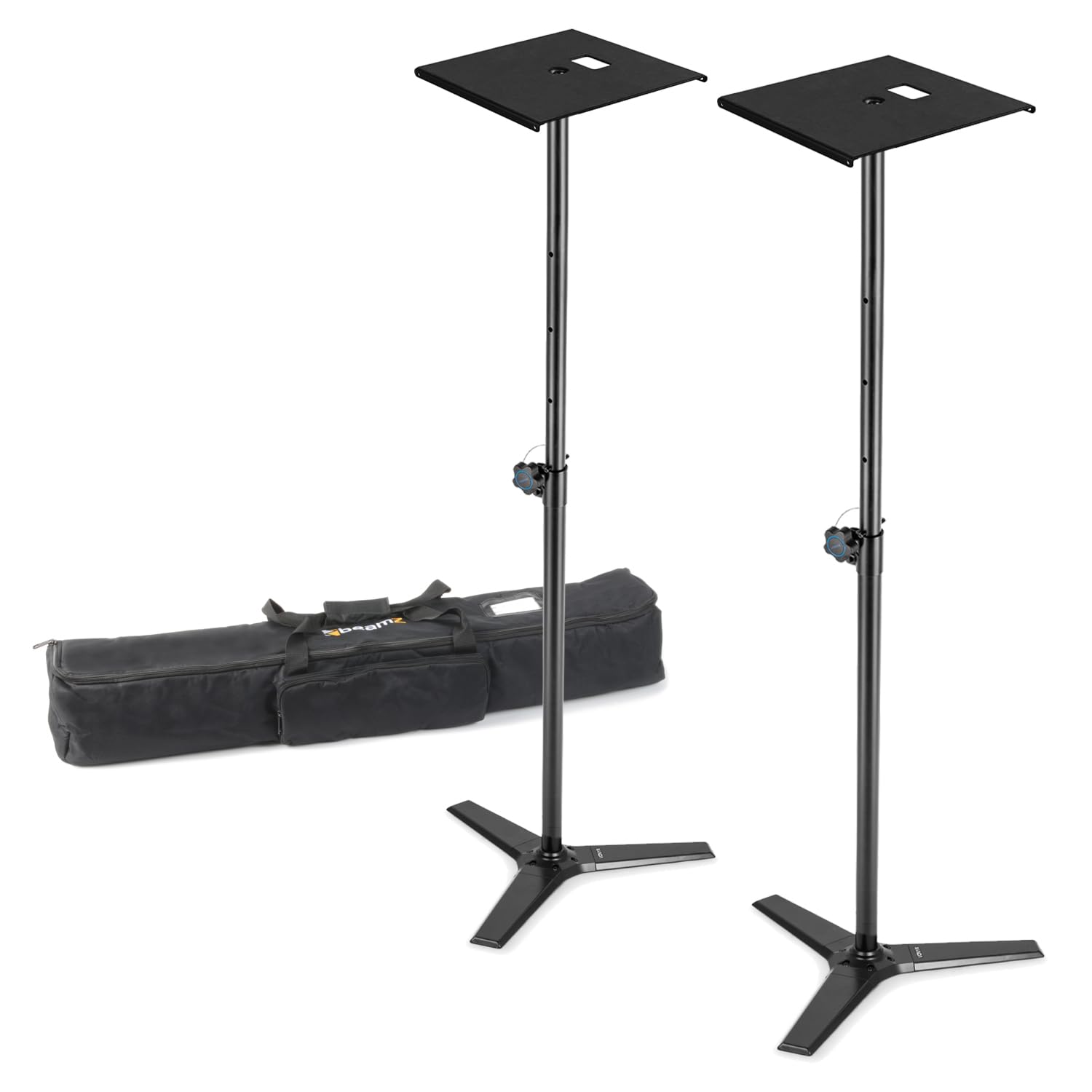 VONYX 2x Triangle Base DJ Lighting Plinth Stands with Shelves 1.8m Set – Modular Moving Head Podium Pair, Compact LED Light Stands, Soft Carry Case Included, DJ & Band Lighting Stand System