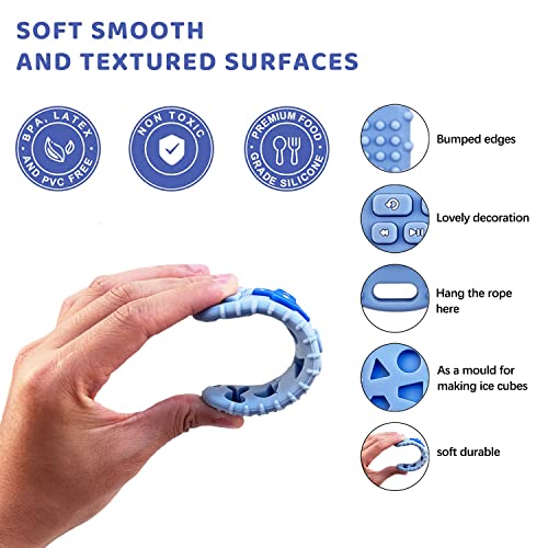 Baby Teether Chew Toys Set For 0-6 Months Bpa Free, Soft Remote Control Shape Baby Teething Toys Gift (Blue) #TOP1