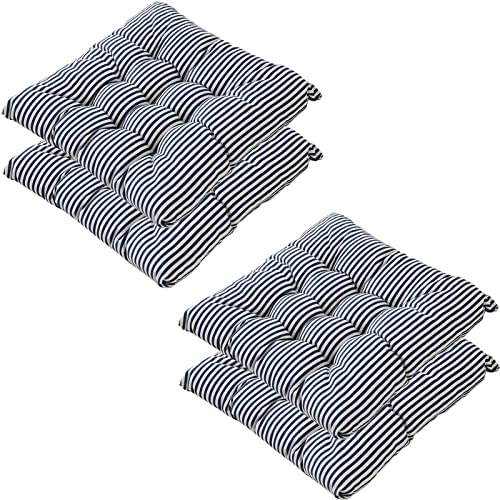 XZJJZ Lot de 4 Coussin de Siège avec Liens, Coussins D'assise Coussins de Chaise Carrés, Idéal pour Intérieur et Extérieur,D,40X40 cm/16X16in