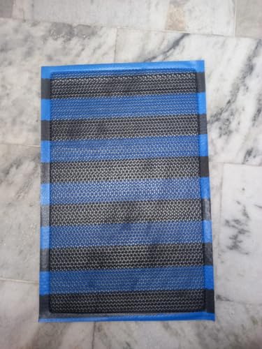 Image of Double Colour Anti Skid & Multipurpose /Bathroom Mat /Shower Mat /Carpet /Rugs /Rainmat /Swimming Pool Mat|Waterproof Doormat for Indoor /Outdoor Home Office Entrance| (Black-Blue, 16 inchx24 inch)