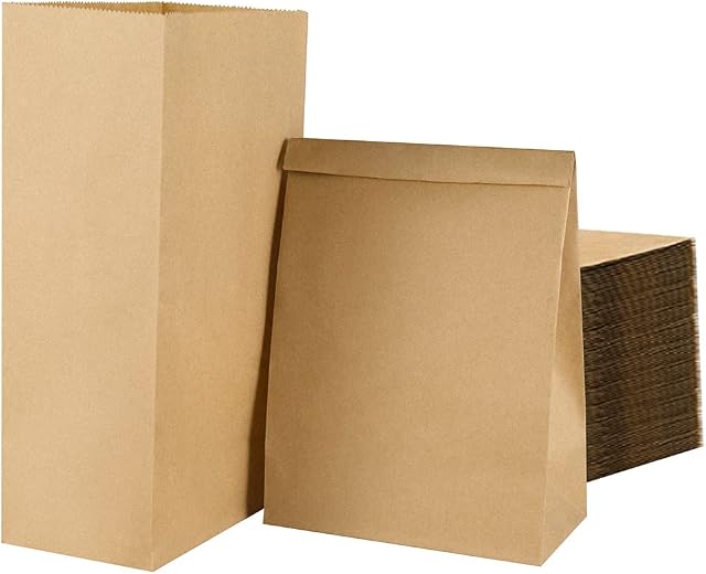 Miorkly Kraft Paper Bags 100 Pieces Reusable Brown Paper Bags Eco Friendly Small Gift Bag Paper Diy Paper Food Bags Thicker 70gsm - 19*25*13.5cm