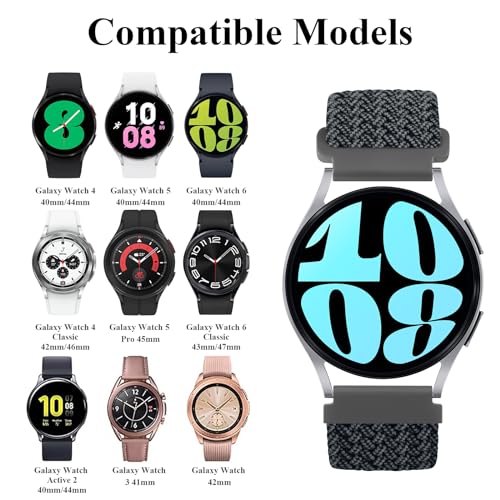Image of Tobfit Soft Magnet Nylon Watch Strap Compatible for Samsung Galaxy Watch 4 /4 Classic (Watch Not Included), 20mm Smartwatch Nylon Single Loop Woven Band Straps for Men & Women