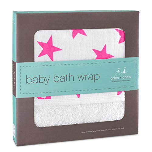 Image of aden + anais baby bath wrap, fluro pink