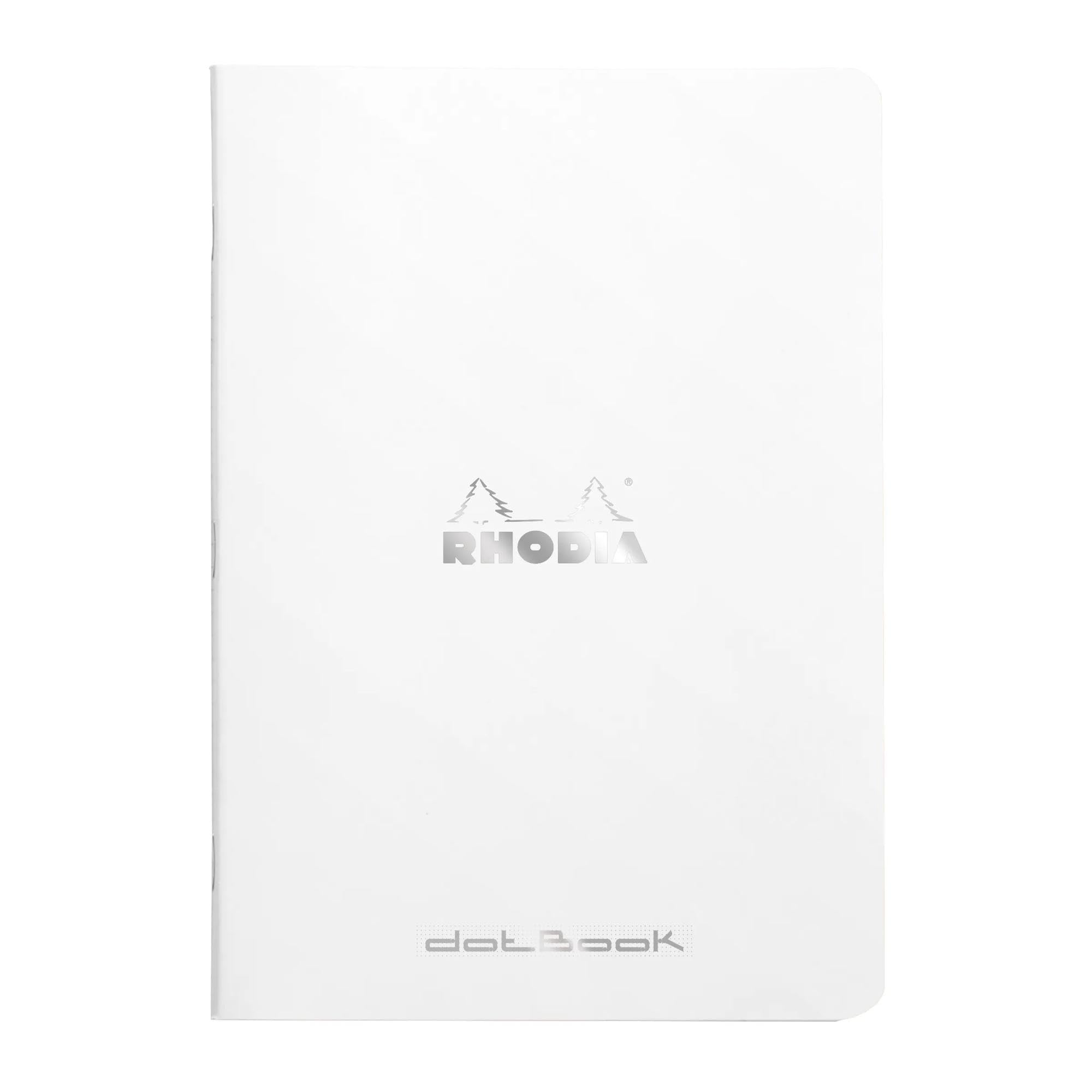 Rhodia 119200Cpack - Set of 10 White Staplebound Notebooks - A5 Dotted - 96 pages - 80gsm Clairefontaine White paper - Waterproof Flexible Card Cover - Classic