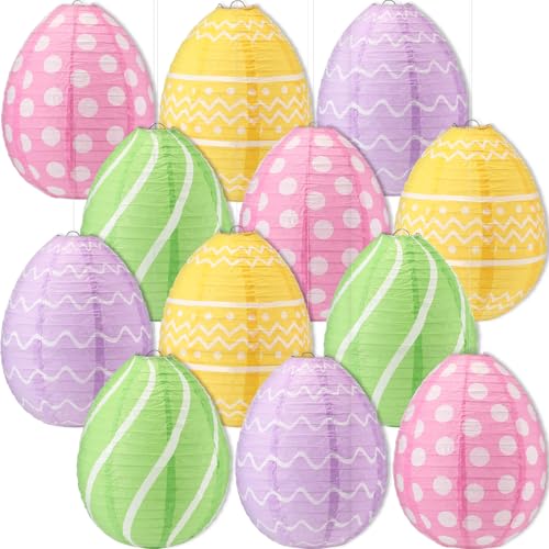 Lanternes en papier œuf colorées pastel de Pâques pour décoration suspendue festive
