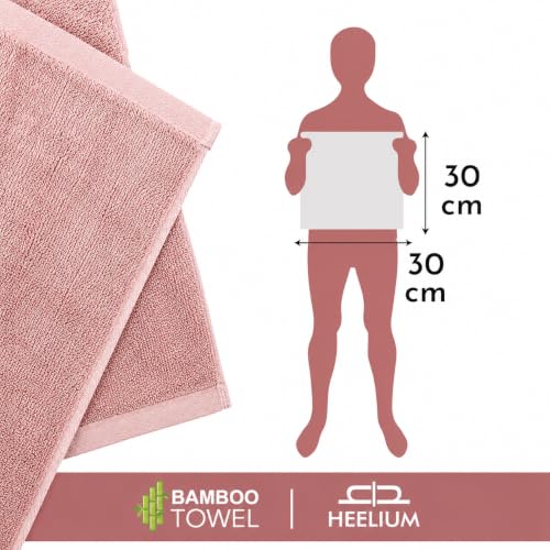 Image of HEELIUM Bamboo Face Towel | Ultra Absorbent & Odour-Free | 3X Softer Than Cotton Towels | 30 x 30 cm - 600 GSM