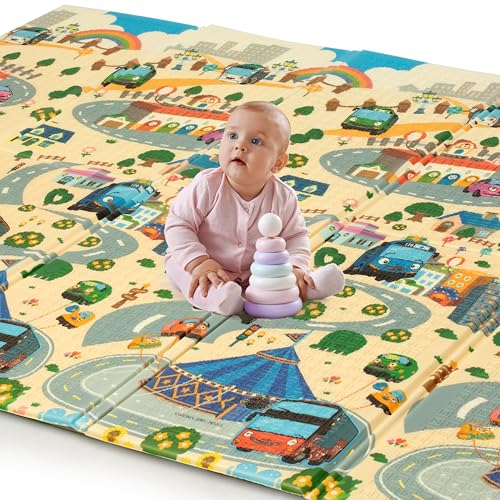 LuvLap Wild Woods Double Sided Water Proof Baby Floor Mat, Multicolor, Reversible Floor mats for Kids, Baby mats for Floor, Crawling Baby, Extra Large Size, 6'5" x 4'10" (195.5cmx147cm), 0.8cm Thick
