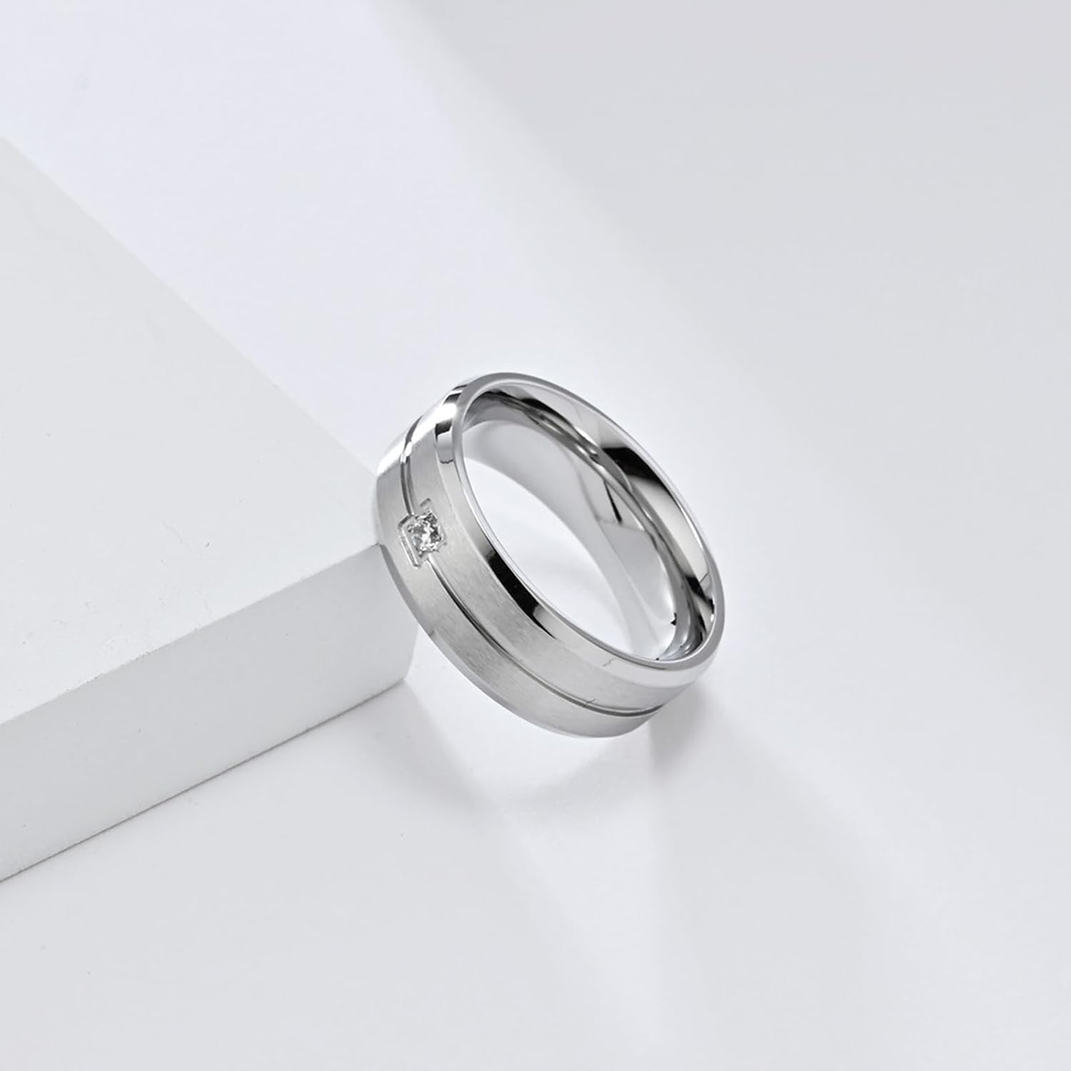 8mm Wedding Bands for Men & Women,18K White/Yellow/Black Gold Plated with Cubic Zirconia Stainless Steel Rings Jewelry Gift Ring Size 7-12