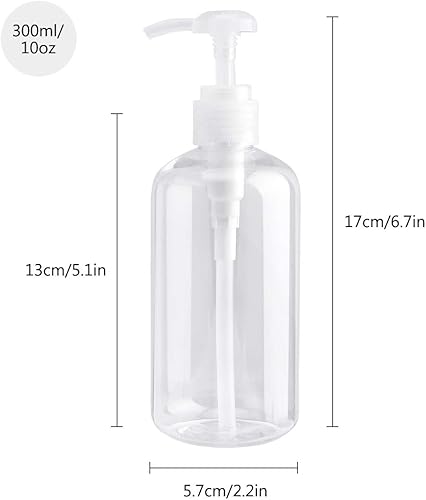 Miniatura 2 de driew Botellas de bomba transparentes, dispensadoras de botellas de champú de 10 onzas, envases de bomba paquete de 2