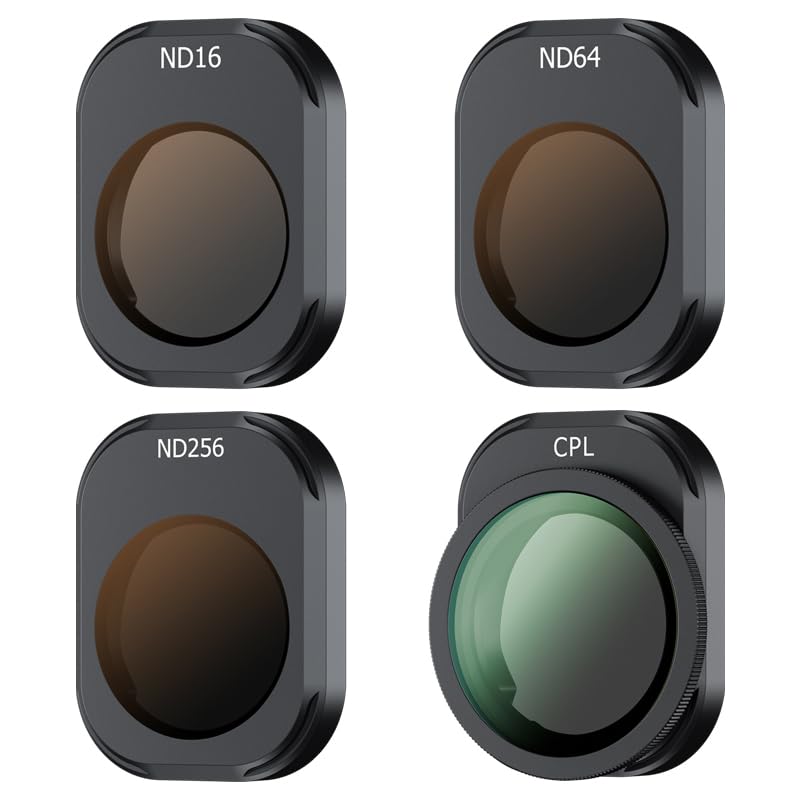 JJC Kit de filtros ND CPL compatible con DJI Mini 4 Pro, paquete de 4 filtros fijos de densidad neutra ND16 ND64 ND256, polarizador CPL, filtro ND portátil ultraligero multicapa, accesorios para