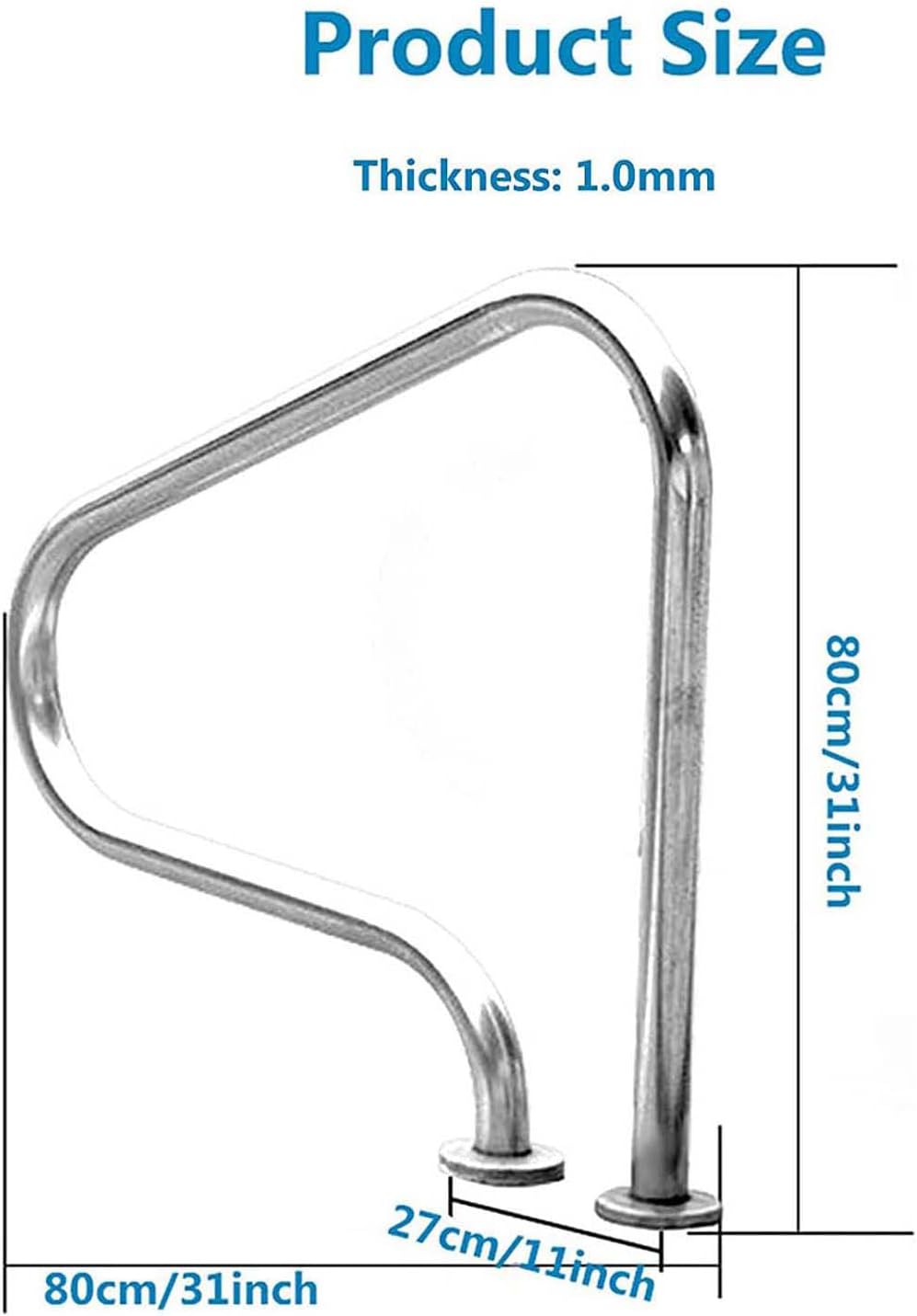 Pool Handrails Non-Slip Stair Pool Hand Rail Ergonomics Curve Design Safety Grips for Garden Backyard Pools Water Parks