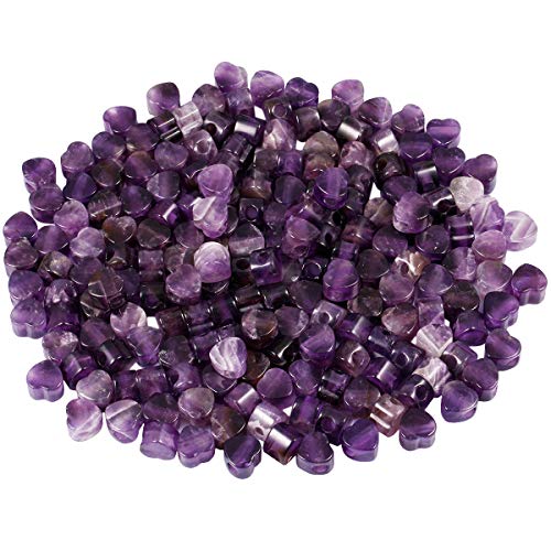 mookaitedecor 12pcs 14mm Heart Shaped Amethyst Large Hole Crystal Beads for Jewellery Making Loose Love Heart Shape Healing Crystal Stone Beads for Crafting European Bracelet Macrame DIY Projects - Image 3