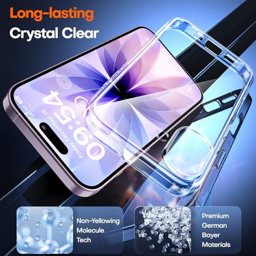 Image of TAURI for iPhone 17 Case, with Screen Protector, Clear | Full Camera Protection, Anti-Yellowing Military-Grade Protection Shockproof Slim Phone Case for iPhone 17