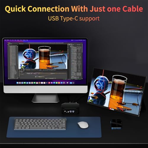 Image of 15.6''Portable Monitor for latop ,2K FHD 60HZ Laptop Monitor Screen,USB-C and HDMI Inputs, Ultra-Slim IPS Panel with HDR and Premium Smart Cover & Speakers for Laptop,PC,Phone,PS4 /5,Switch,Mac,Xbox