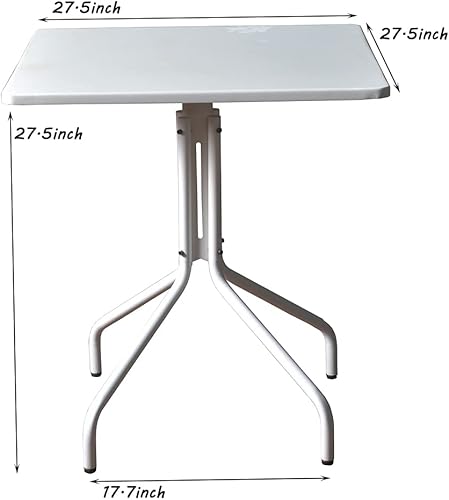 Miniatura 3 de Mesa auxiliar cuadrada de metal para exteriores, de 27.5 pulgadas, para patio, césped, balcón, piscina o jardín, color blanco