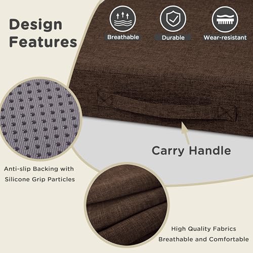Image of AddGrace Recliner Cushions for Elderly Thick Seat Cushion 20 inchx20 inchx4 inch Chair Pads with Non Slip Backing and Washable Cover for Couch Armchair Chairs Coffee