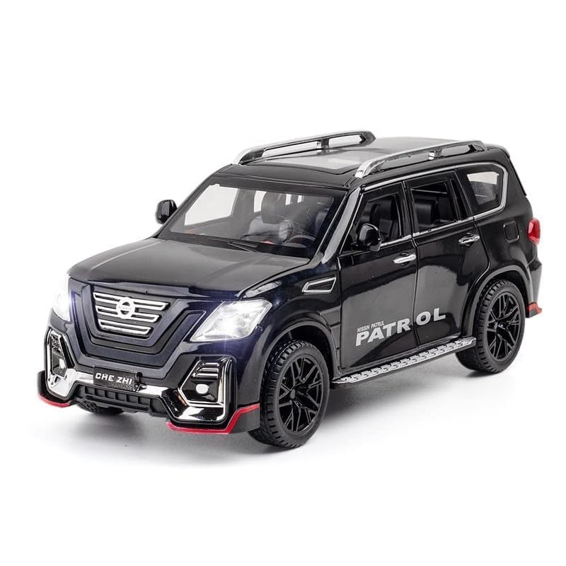 Image of 1:24 Scale Big Nissan Petrol Toy Car | Metal Pullback Diecast Car for Kids with Openable Doors, Sound, Light Effects Toy for Car Enthusiasts (Color As Per Available), White