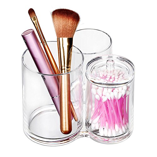 Organizador de Maquillaje con 3 Compartimientos, Acrílica Caja de Almacenamiento Multi-Funcional - Grande Capacidad Estuche