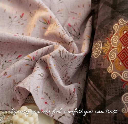 Image of VAS COLLECTIONS Cotton Double Bedsheet with 2 Pillow Covers (90x100 Inch) | 180 TC Soft Breathable Printed Bedsheet for Double Bed | Bedding Set for Bedroom & Home Decor (Mauve Taupe)