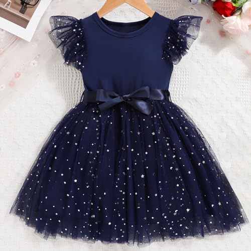 Toddler Tutu Dress Little Girls Fluffy Summer Dresses Crewneck Casual Party Tulle Sundress for Kids 3-10Y2