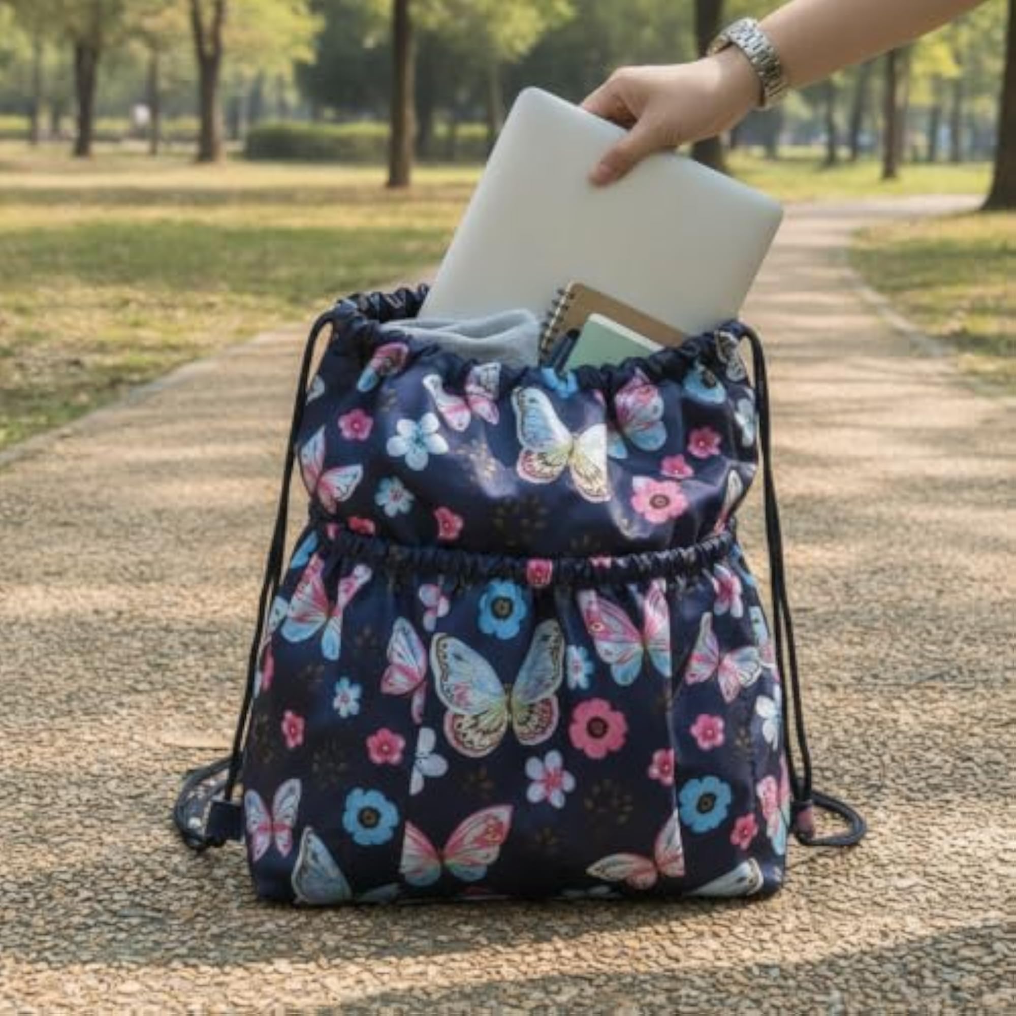 Large Capacity Lightweight Drawstring Backpack for Women