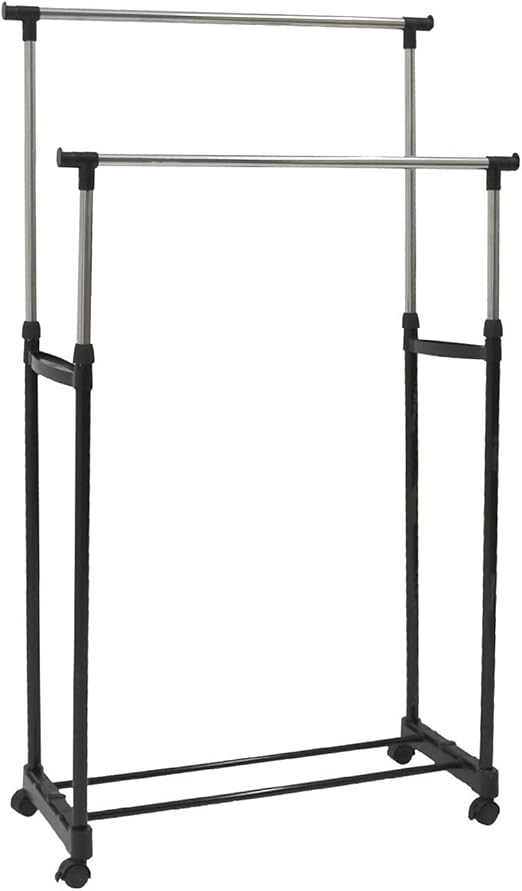 Oypla Double Clothes Rail Portable Hanging Garment Storage With Shoe