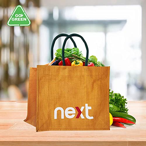 Image of Mats Avenue Hand Crafted Extra Large Jute Shopping Bag Multi Purpose for Shopping Travel, Picnic and Many More 50X44X15 CM Color May Vary