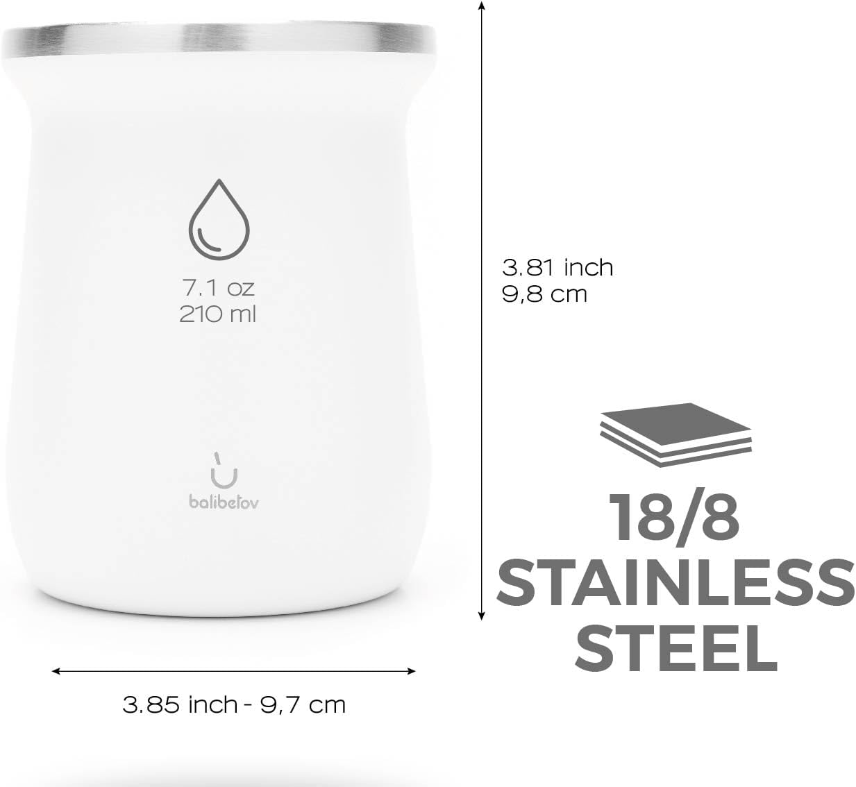 BALIBETOV Yerba Mate Kit - Includes Yerba Mate Cup and Bombilla Set - Stainless Steel Gourd and Bombilla - Easy to Clean and Maintain (White) - Image 3
