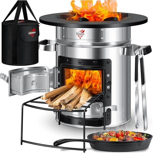 KESSER® Horno de cohetes con sartén de hierro fundido con bolsa de transporte, horno holandés...