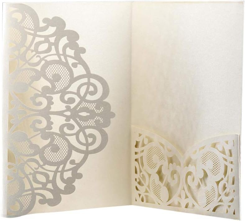 Lot de 10 cartes d'invitation de mariage découpées au laser avec motif floral pour fêtes de fiançailles, fêtes prénuptiales, couvertures et inserts...