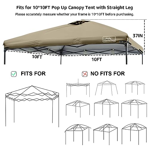 KAMPKEEPER-10×10-Replacement-Top-Pop-Up-Canopy-Tent-Top-Cover-Roof-with-Air-Vent-and-Adjustable-Elastic-Strap-Polyester-UV-Waterproof-for-Outdoor-Garden-Patio-Pavilion-Sun-ShadeTop-Only-Khaki KAMPKEEPER 10×10 Replacement Top Pop Up Canopy Tent Top Cover Roof with Air Vent and Adjustable Elastic Strap Polyester UV Waterproof for Outdoor Garden Patio Pavilion Sun ShadeTop Only Khaki