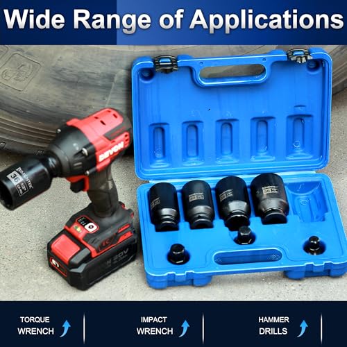 Image of 12 Point Axle Nut Socket Set 1 /2'' Drive Spindle Nut Socket Set, 8pcs Deep Impact Socket Set 14mm 17mm 19mm 30mm 32mm 34mm 35mm 36mm