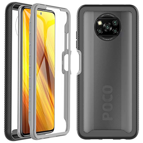 Kuaguozhe Coque pour Xiaomi Poco X3 Pro/Poco X3 NFC, Etui 360 degrés Antichoc Anti-Rayure Housse Integrale Transparent Silicone TPU Bumper Case Coque pour Xiaomi Poco X3 Pro/Poco X3 NFC 6.67'' - Noir