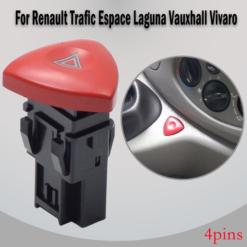 Interruptor de Luces de Emergencia 8200442724 para Renault Trafic, Espace, Laguna, Vauxhall, Vivaro