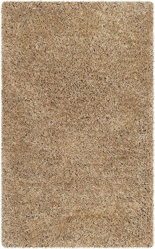 Image of Large Skin Beige Microfiber Shag Rug 9x9 Feet Square with Heavy Thick Pile, Anti Slip Layer and Handcrafted Finish for Enhancing Living Room, Bedroom and Hall Interiors
